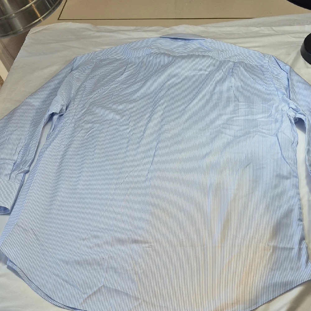T.M.Lewin Men's Light Blue Pinstripe Dress Shirt - Picture 10 of 16